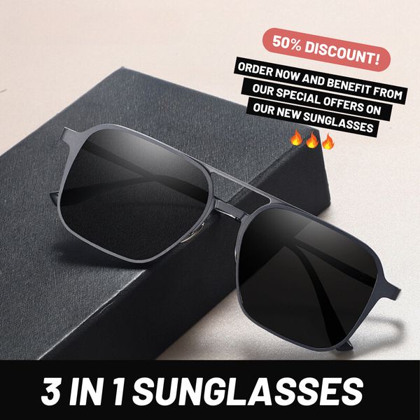 Men And Women 3 In 1 Magnetic Polarized Sunglasses